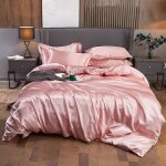Ensemble parure de lit satin 220x240cm lisse housse de couette avec 2 taies doreillers 55 * 83cm + 1 ...