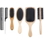 Ensemble de peignes & brosses � cheveux - sichler beauty - 6 pi�ces - antistatique - manche en bois - ...