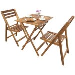 Ensemble table de jardin pliable + 2 chaises en acacia fidgi