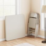 Ensemble pliant de jardin - garvee - table pliante 853x853x70 cm - 4 chaises pliantes beiges - acier ...