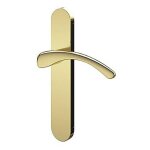 Ensemble poignee porte effet laiton dore l. 138. 5mm x l. 42mm entraxe 165 - 195mm