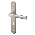 Ensemble poignee porte serrure effet chrome et nickel satin gris chambre toilettes salle de bain l. 132mm ... Ensemble poignee porte serrure effet chrome et nickel satin gris chambre toilettes salle de bain l. 132mm ...
