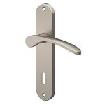 Ensemble poigne sur plaque rond serrure goodhome beare effet nickel satin gris l. 110. 5mm x l. 40mm ...
