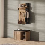 Ensemble porte - manteau avec banc � chaussures armoire � chaussures avec 2 portesportant avec 3 crochetsmeubl ...