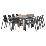 Ensemble repas de jardin 10 places en alu gris