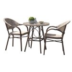 Ensemble repas de jardin 2 places en aluminium marron