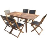 Ensemble repas de jardin 4  6 personnes - table extensible 120 / 180 x 80 cm + 6 chaises assises textilne ...