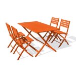 Ensemble repas marius 140 cm 4 places en aluminium orange