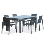 Ensemble repas de jardin 6 places en aluminium - gris anthracite