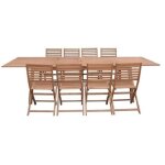 Ensemble repas de jardin 8  12 personnes - table extensible 200 / 250 / 300 x 100cm + 8 chaises - bois ...