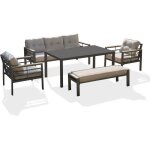 Ensemble repas de jardin cayenne 7 places en aluminium - gris anthracite