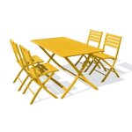 Ensemble repas marius 140 cm 4 places en aluminium jaune moutarde