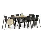 Ensemble repas venise 8 places alu anthracite plateau c�ramique beige
