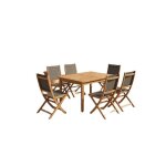 Ensemble repas de jardin toscana - table extensible + 6 six chaises pliantes - bois d?acacia - 6 places ...