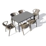 Ensemble repas meet 6 places en aluminium laqu gris anthracite