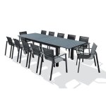 Ensemble repas miami 240 / 300cm 12 places en aluminium anthracite