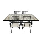 Ensemble repas mosa�que leonie 4 chaises rose romant.