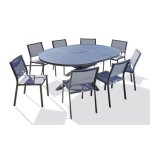 Ensemble repas pelosa 8 places en aluminium anthracite avec rallonge papillon