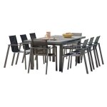 Ensemble repas venise 8 places alu anthracite plateau c�ramique gris