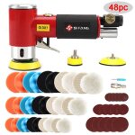 Ensemble rouge - mini ponceuse  air orbitale polisseuse pneumatique  angle droit et tampons ponge ...