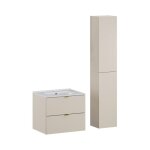 Ensemble de salle de bain bella : meuble sous vasque 60cm + vasque encastr�e blanche + colonne de rangement ...