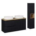 Ensemble salle de bain - deconation - astral black - 120 cm - 2 vasques - colonne noir