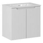 Ensemble salle de bain - deconation - astral blanc - meuble sous vasque 60 cm - 2 portes - vasque int�gr�e ...