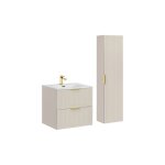 Ensemble salle de bain - deconation - georgia cashmere - meuble vasque 60 cm - colonne - beige