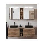 Ensemble salle de bain double vasques 140 cm + 5 �l�ments - rosario oak