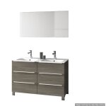 Ensemble de salle de bain double vasque 4 larissa chêne cendré Ensemble de salle de bain double vasque 4 larissa chêne cendré