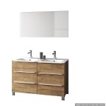 Ensemble de salle de bain double vasque 4 larissa chêne miel Ensemble de salle de bain double vasque 4 larissa chêne miel