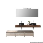 Ensemble de salle de bain double vasque 9 pi�ces astra noyer - havane pierre