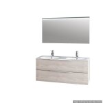 Ensemble de salle de bain double vasque larissa sherwood - meuble suspendu avec miroir led et tiroirs ... Ensemble de salle de bain double vasque larissa sherwood - meuble suspendu avec miroir led et tiroirs ...