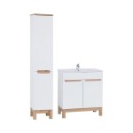 Ensemble de salle de bain ermano : meuble sous vasque 80cm + vasque � encastrer + siphon + colonne avec ...