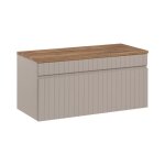 Ensemble de salle de bain icon : meuble sous vasque 100cm cachemire + plan pour vasque aspect bois