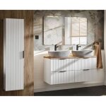 Ensemble meuble vasques � poser + 4 �l�ments - 120 cm - georgia white
