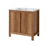 Ensemble meuble vasque salle de bain - ac - d�co - typical oak - bois - 60 cm - beige