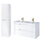 Meuble de salle de bain - generique - oceanie white - 120 cm - double vasque - colonne murale