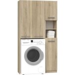 Ensemble salle de bain moderne hucoco - 96x30x183 - 4 portes + 2 tablettes - sonoma Ensemble salle de bain moderne hucoco - 96x30x183 - 4 portes + 2 tablettes - sonoma