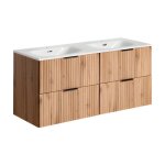 Ensemble de salle de bain noxera 120 cm ? ch�ne wotan ? meuble sous vasque double vasque encastr�e