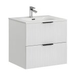 Ensemble de salle de bain noxera 60 cm ? meuble sous vasque suspendu blanc alpin avec vasque encastr�e ...