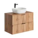 Ensemble de salle de bain noxera 80 cm ? ch�ne wotan ? meuble sous vasque avec plan pour vasque et vasque ...
