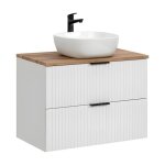 Ensemble de salle de bain noxera 80 cm ? meuble sous vasque suspendu blanc mat avec plan pour vasque ...