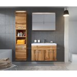 Ensemble salle de bain paso 80x40 cm - wotan - meuble de salle de bain + meuble miroir + meuble colonne ...
