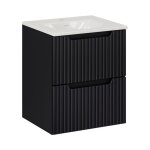 Ensemble de salle de bain vano 50cm : meuble sous vasque � tiroirs rainur� verticalement + vasque encastr�e ...