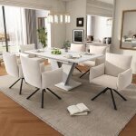 Ensemble de salle � manger 120 / 160 � 80 cm avec table � rallonges table � manger avec 6 chaises beiges ...