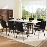 Ensemble de salle � manger avec 8 chaises velours noir table � manger avec 140 - 179. 5x80x75. 5 plateau ...