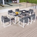 Ensemble de salle � manger en corde - pour 6 personnes - table 180x75x90 cm - chaises 775x51x56 cm - ...