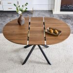 Ensemble salle � manger extensible - table ronde extensible - 6 chaises blanches - bois mdf r�sistant ...