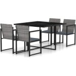 Salon de jardin en mtal et rsine - gris - 109 x 109 x 72 cm